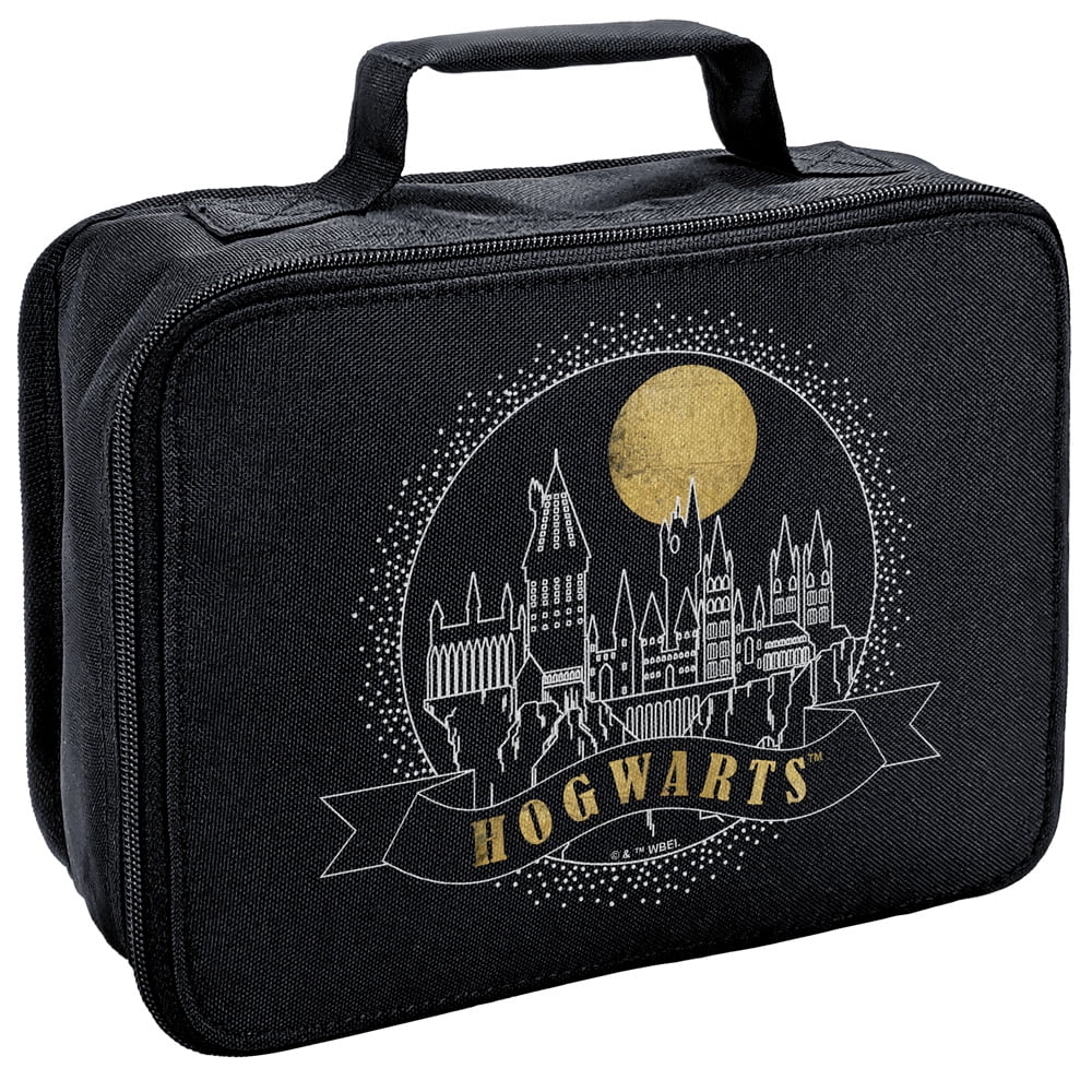 Harry Potter Hogwarts Line Art Insulated Soft Sided Lunch Box - Reusable Lunch Bag For School Office Work, BPA Free, 10"x8"