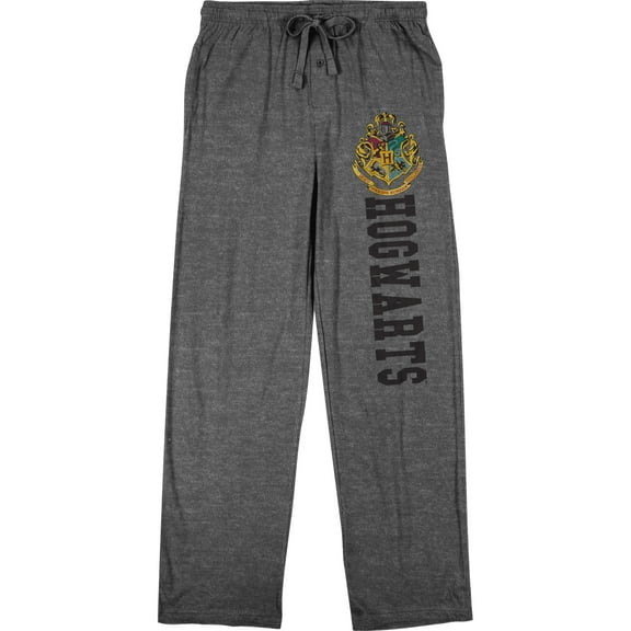 Harry Potter Hogwarts Logo Men's Graphite Heather Sleep Pajama Pants-3X-Large