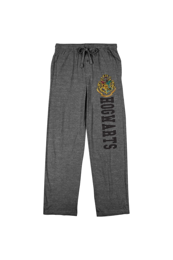 Harry Potter Hogwarts Logo Men's Graphite Heather Sleep Pajama Pants-XX-Large
