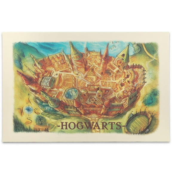 Harry Potter Hogwarts Map Gallery Wrapped Canvas Wall Decor - Large Hogwarts Wall Art for Home