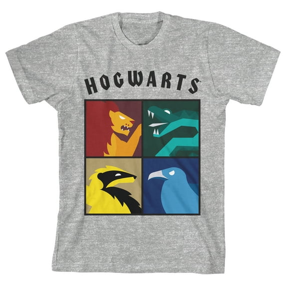 Harry Potter Hogwarts Mascot Art Youth Athletic Heather T-shirt-XL