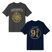 Harry Potter Hogwarts Men's 2-Pack Tees-Large