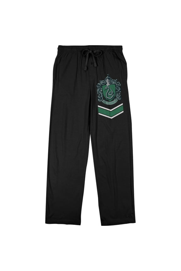 Harry Potter Hogwarts Men's Slytherin House Crest Black Sleep Pajama Pants-Small