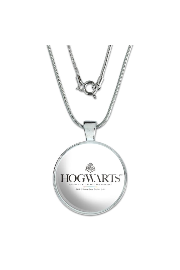Harry Potter Hogwarts Modern Logo 1" Pendant with Sterling Silver Plated Chain