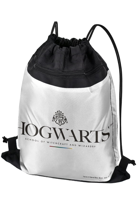 Harry Potter Hogwarts Modern Logo Drawstring Backpack Sports Bag Sackpack 17" x 13", Perfect for Gym, Yoga or Practice