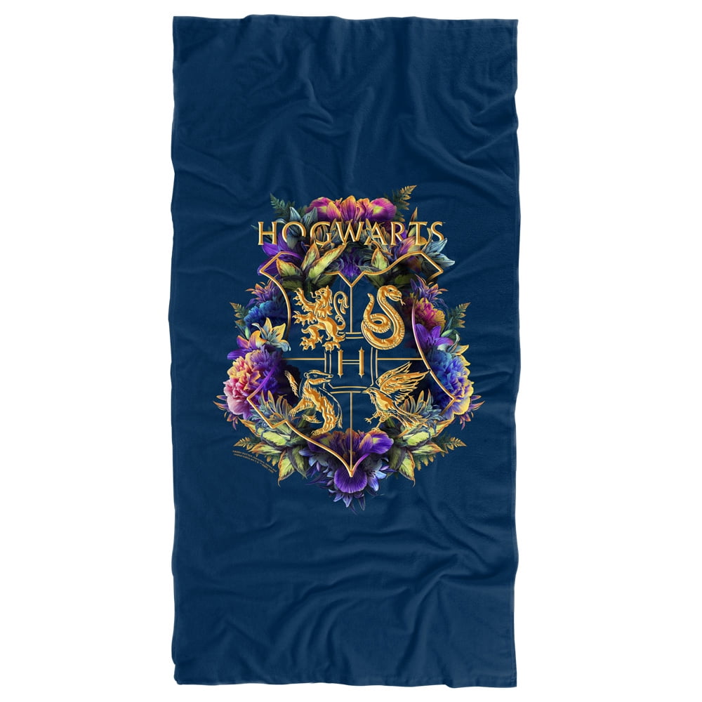 Harry Potter Hogwarts Multi-Colored Floral Crest Officially Licensed Beach Towel 30' X 60'