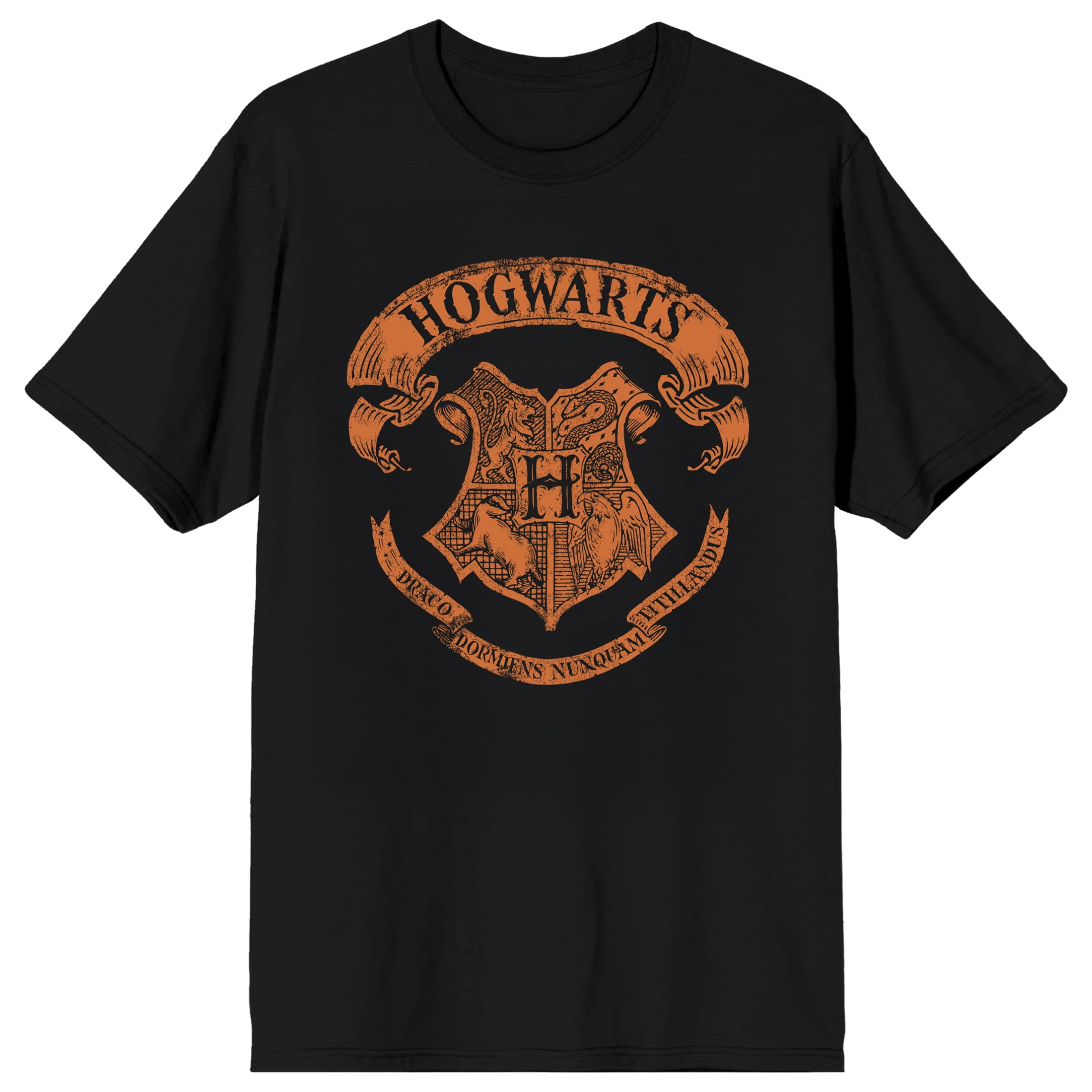 Harry Potter Hogwarts Official Seal Adult Black Crew Neck Short Sleeve ...