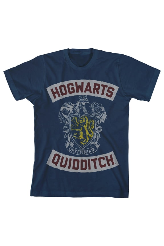 Harry Potter Hogwarts Quidditch Crest Navy Boy's Short-Sleeve T-shirt-L