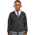 thumbnail image 1 of Harry Potter Hogwarts Ravenclaw House Long Sleeves Cardigan Sweaters, Button Down Knitwear for Youth & Young Adults, Unisex - Gray with Blue, X-Small, 1 of 1