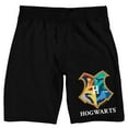 thumbnail image 1 of Harry Potter Hogwarts School Crest Men's Black Graphic Sleep Shorts-XL, 1 of 5