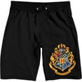thumbnail image 1 of Harry Potter Hogwarts School Crest Men's Black Graphic Sleep Shorts-XL, 1 of 3