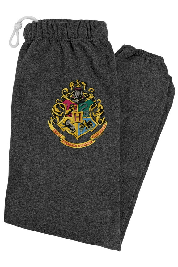 Hogwarts School Crest Unisex Jogger Sweatpants for Men and Women, Charcoal Heather, Large