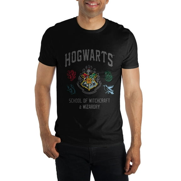Harry Potter Hogwarts School Of Witchcraft And Wizardry Men's Black T-Shirt Tee Shirt-Small