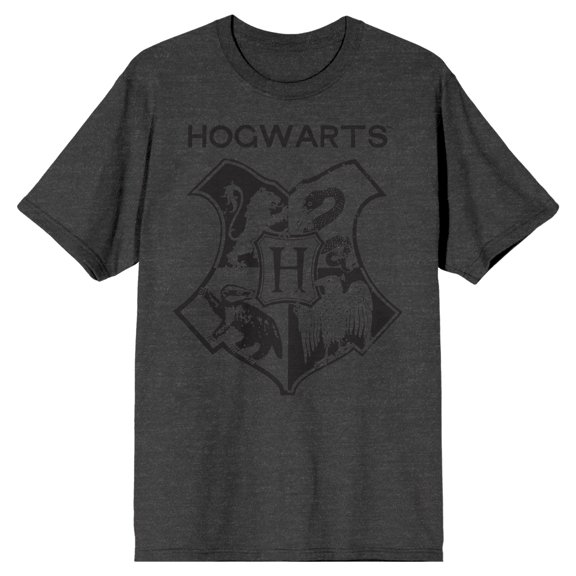 Harry Potter Hogwarts Shield Men's Charcoal T-shirt-S