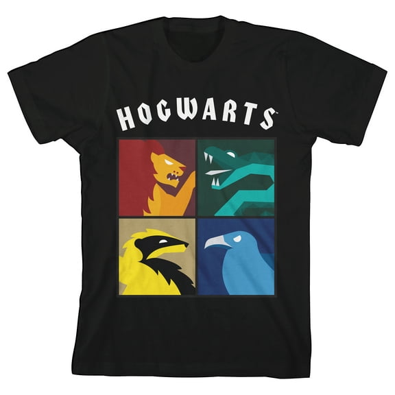 Harry Potter Hogwarts Simple House Artwork Toddler Boy's Black T-shirt-3T