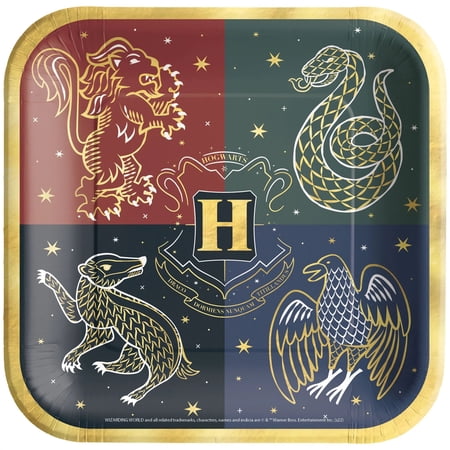 Harry Potter Hogwarts United Wizard Kids Birthday Party 9" Square Dinner Plates