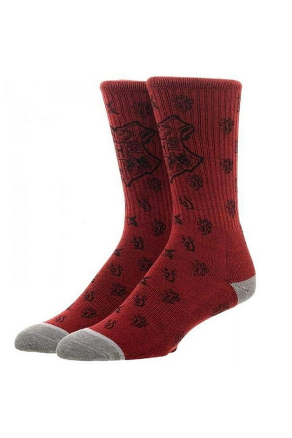 Hogwarts Water Print Red Men's Crew Socks