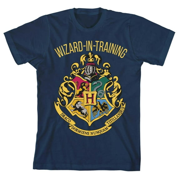 Harry Potter Hogwarts Wizard-in-Training Boy's Navy Blue T-shirt-XL
