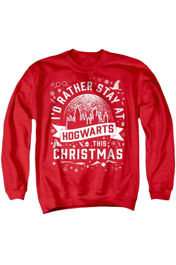 Hogwarts at Christmas Unisex Adult Crewneck Sweatshirt, Red, Large