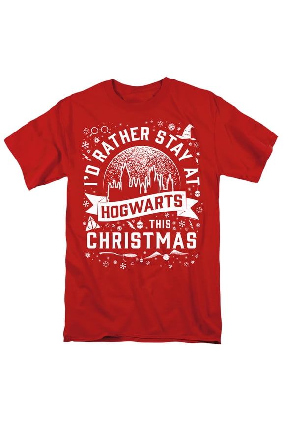 Hogwarts at Christmas Unisex Adult T Shirt, Red, Large