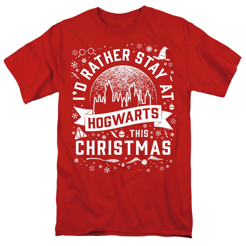 Hogwarts at Christmas Unisex Adult T Shirt, Red, Small