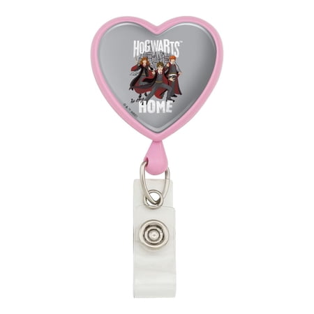 Harry Potter Hogwarts is My Home Heart Lanyard Retractable Reel Badge ID Card Holder - Pink