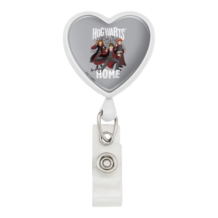 Harry Potter Hogwarts is My Home Heart Lanyard Retractable Reel Badge ID Card Holder - White