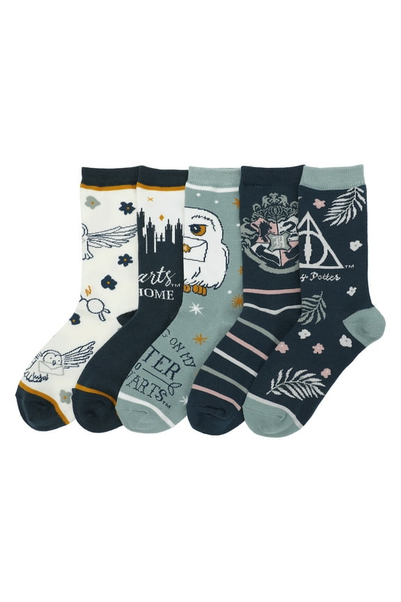 Harry Potter Home At Hogwarts 5-Pair Women's Casual Crew Socks
