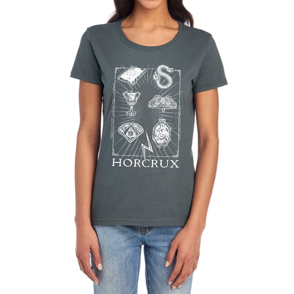 Harry Potter Horcrux Symbols Women's T Shirt, Charcoal, Medium