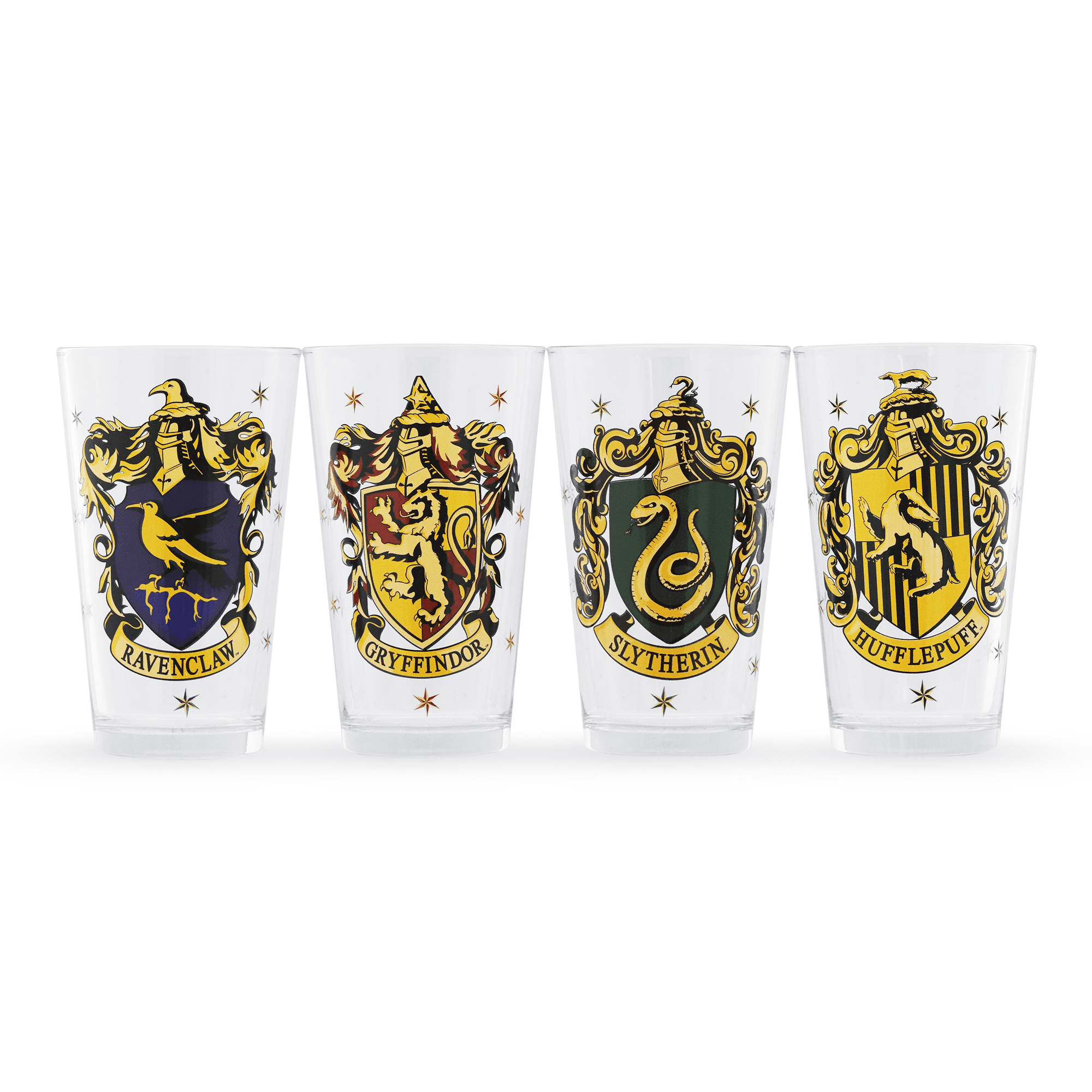 Harry Potter Hogwarts Crest w/ House Logos 16 oz Glitter Travel Cup w/  Straw NEW