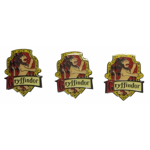 Harry Potter House of Gryffindor British Logo Lion Pin Set of 3 Pins