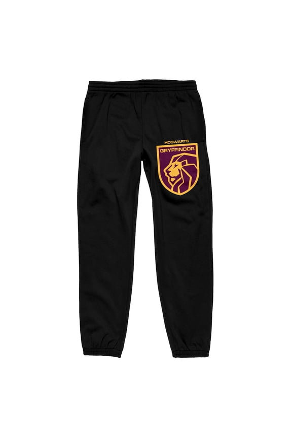 Harry Potter House of Gryffindor Lion Crest Men's Black Graphic Sleep Pants-Medium
