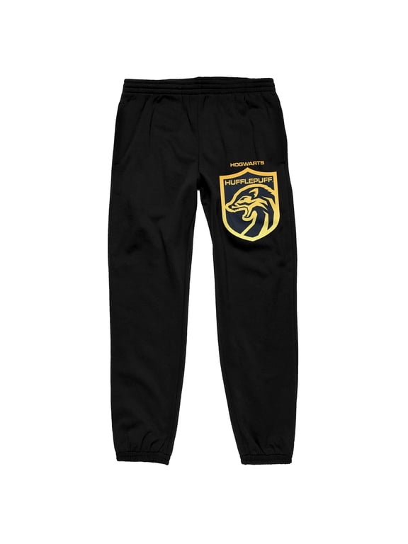 Harry Potter House of Hufflepuff Badger Crest Men's Black Graphic Sleep Pants-XS