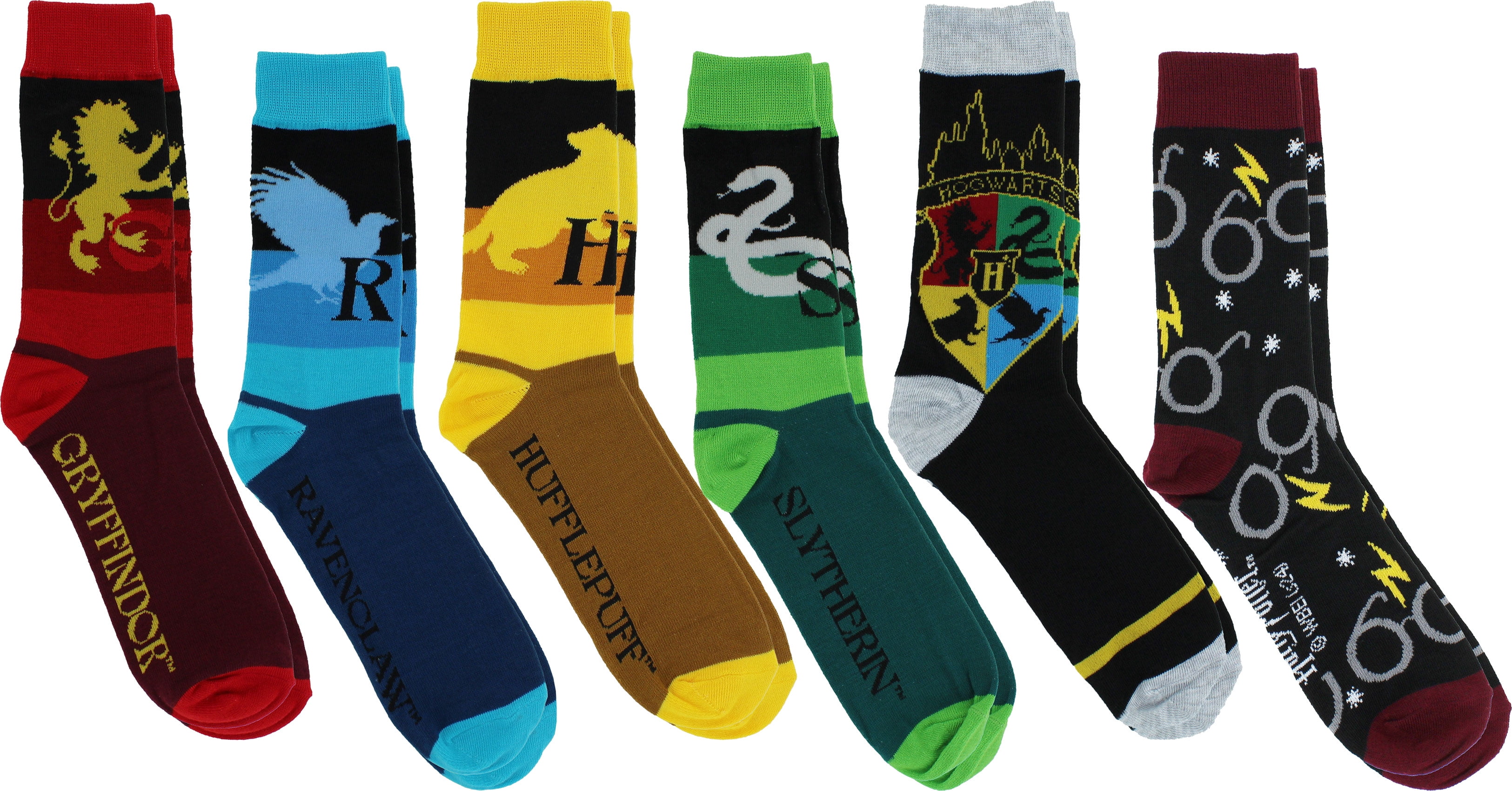 Harry Potter Houses Men's Casual Crew Socks, 6-Pack, Size 8-12