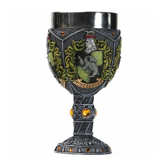 Wizarding World of Harry Potter Hufflepuff Decorative Resin Stainless Steel Goblet 7in H