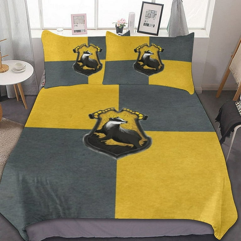 Harry Potter Hufflepuff 3-Piece Bedding Set 86x70 Duvet Cover & 2 Pillow  Shams Set Soft Bed Sheets