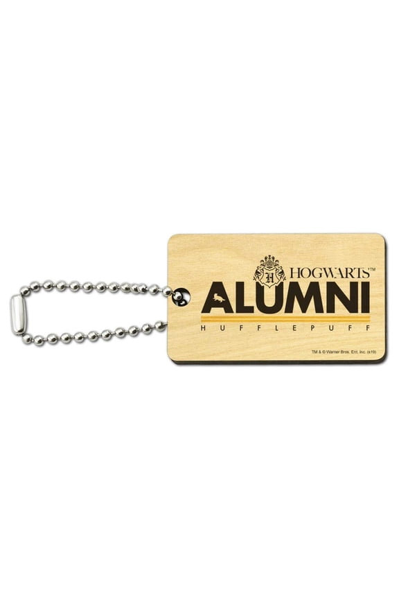 Harry Potter Hufflepuff Alumni Wood Wooden Rectangle Keychain Key Ring