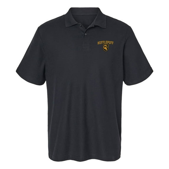 Harry Potter Hufflepuff Arch Cotton Polo Shirt, Black, Medium