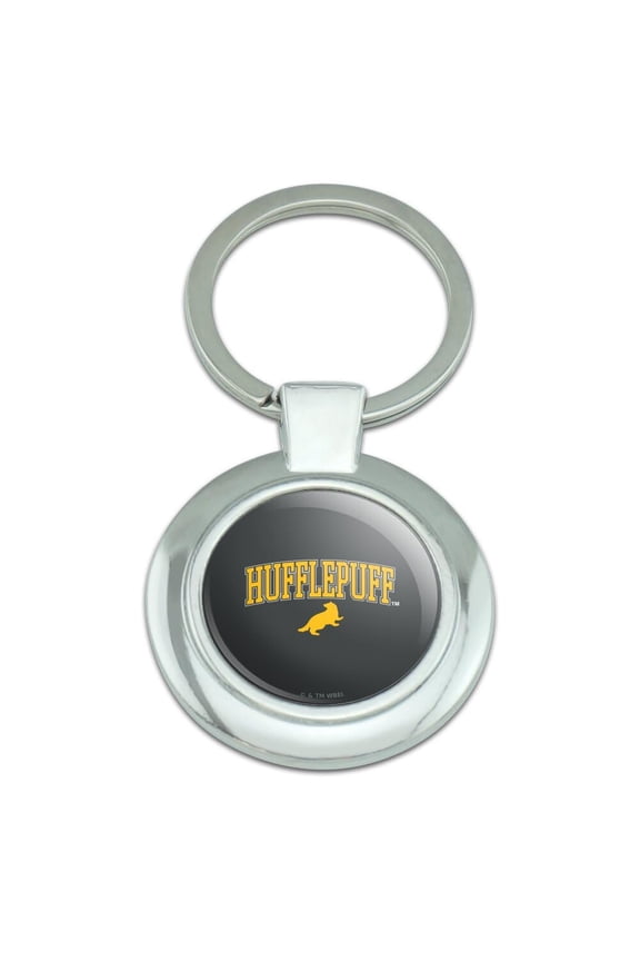Harry Potter Hufflepuff Arched Badger Keychain Classy Round Chrome Plated Metal
