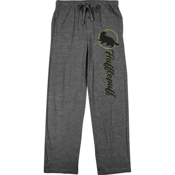 Harry Potter Hufflepuff Badger Emblem Men's Graphite Heather Sleep Pajama Pants-Large