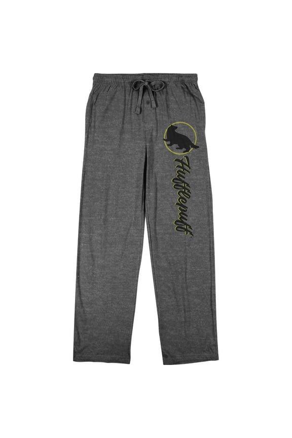 Harry Potter Hufflepuff Badger Emblem Men's Graphite Heather Sleep Pajama Pants-Medium