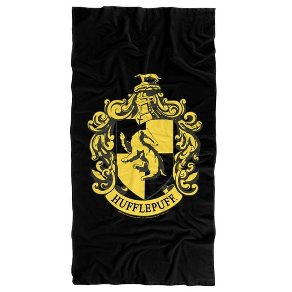 Harry Potter Hufflepuff Crest Black Gold Officially Licensed Beach Towel 30' X 60'