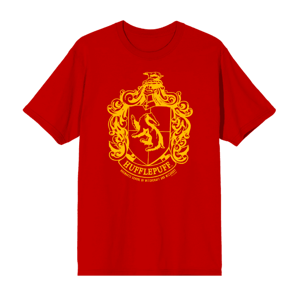Harry Potter Hufflepuff Crest Crew Neck Short Sleeve Men's T-shirt-Large