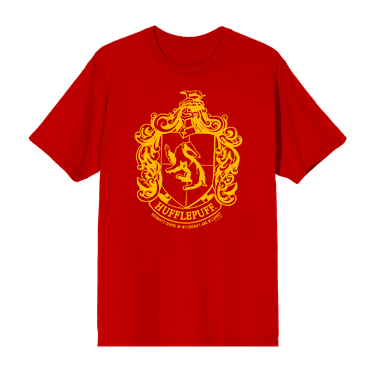 Harry Potter Hufflepuff Crest Crew Neck Short Sleeve Men's T-shirt-Medium