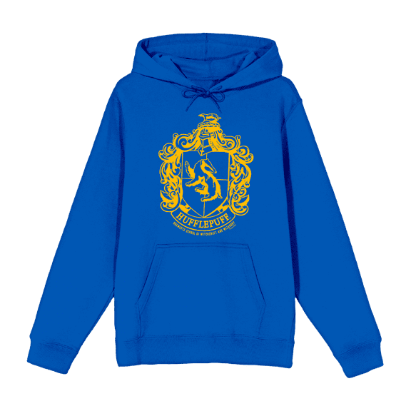 Harry Potter Hufflepuff Crest Long Sleeve Unisex Adult Hooded Sweatshirt-Medium