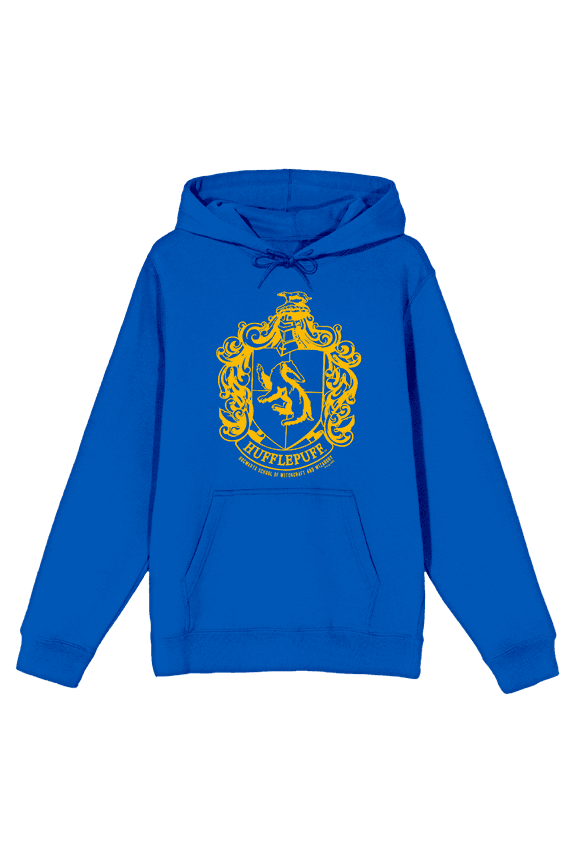 Harry Potter Hufflepuff Crest Long Sleeve Unisex Adult Hooded Sweatshirt-Medium