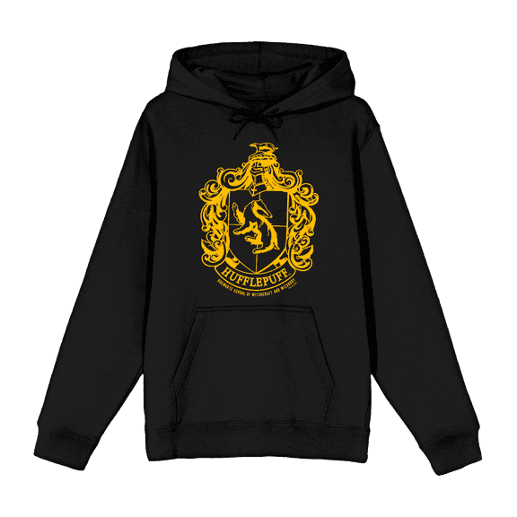 Harry Potter Hufflepuff Crest Long Sleeve Unisex Adult Hooded Sweatshirt-Medium