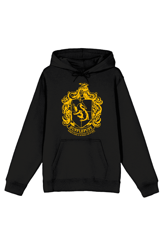 Harry Potter Hufflepuff Crest Long Sleeve Unisex Adult Hooded Sweatshirt-Medium