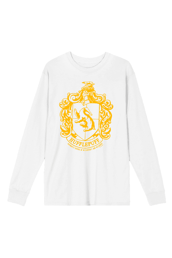 Harry Potter Hufflepuff Crest Long Sleeve Unisex Adult Tee-Large
