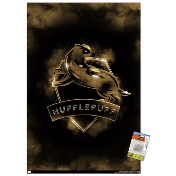 Harry Potter - Hufflepuff Crest Magic Wall Poster with Pushpins, 22.375" x 34"